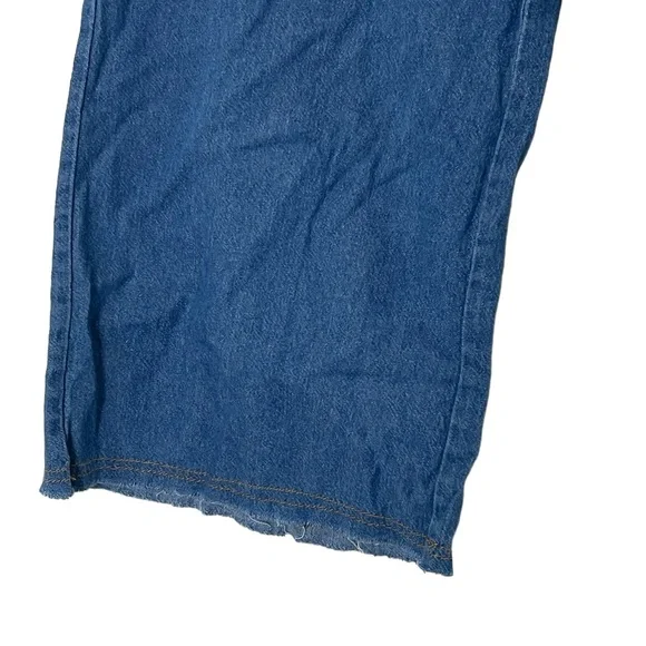 4SI3NNA | High rise cotton wide leg cropped chambray pants size medium - Picture 5 of 14